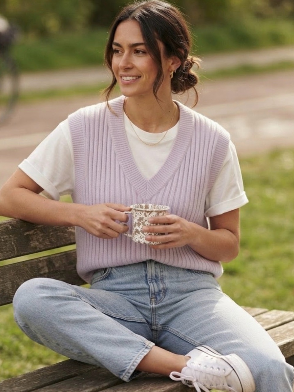 H&M Oversized Ribbed Knit Sweater Vest โ Lilac / Lavender Purple Size Small